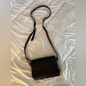 Vintage Genuine Leather Black Crossbody Bag